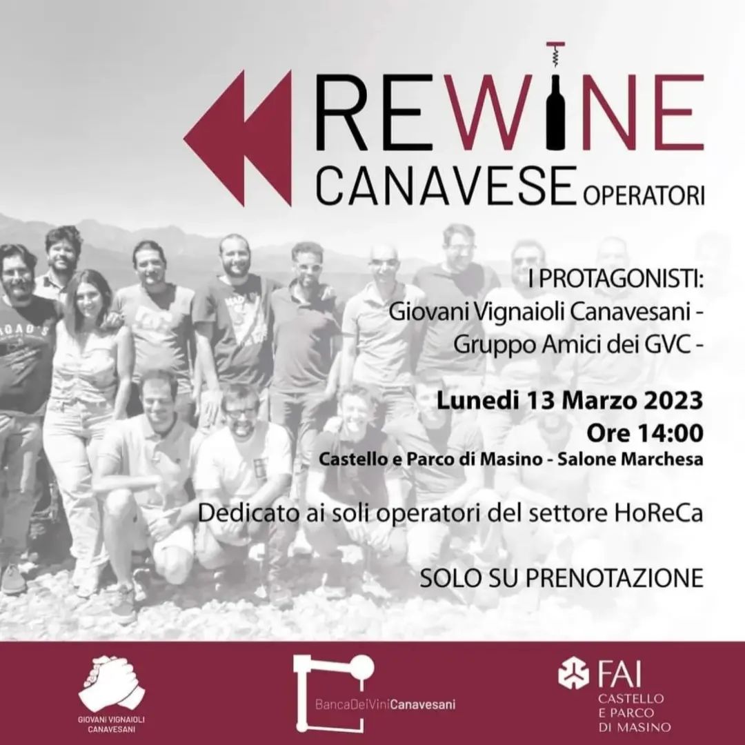@giovani_vignaioli_canavesani 👍Appuntamento da non perdere per gli Operatori del Settore Ho.Re.Ca #rewineoperatori #wineoperator #canavese #castellodimasino