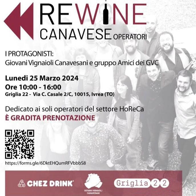 @giovani_vignaioli_canavesani 🥂 Sei un operatore del mondo food & drink ⁉️

La giornata di @rewine_canavese , dedicata al settore HoReCa, torna presto e lo fa a fine mese:

🗓 Lunedì 25 Marzo 2024
⏰ Ore 10:00 - 16:00
📌 Griglia 22 - Via C. Casale 2/C, 10015, Ivrea (TO)

Se sei interessato è gradita la prenotazione, al link qui sotto 👇
https://forms.gle/6DktEHQumRFVbbbS8

A presto! 🍷

Si ringraziano per la collaborazione, l'organizzazione e l'ospitalità @chezdrink e @griglia22 💪

#erbaluce #erbalucedicaluso #canavese #findingerbaluce #ivrea #piemonte #winefotography #wineblogger #winelover #italy🇮🇹

#italy #italia #piemont #ピエモンテ #イタリア #piedmont #italie #italien #피에몬테 #이탈리아