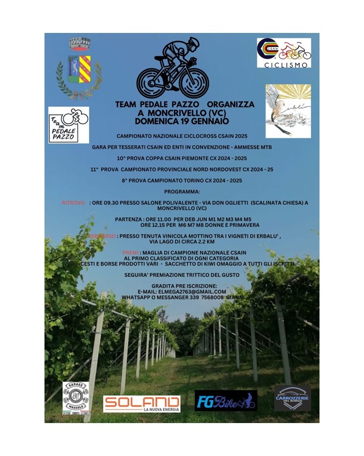 🚴‍♀️ #ciclocross 🚴‍♀️ #pedalepazzo 🚴‍♂️

#erbaluce #erbalucedicaluso #wineblogger #winelover #canavese #piemonte #moncrivello #italy🇮🇹 #moncravel #vercellese

#piedmont #piemont #italie #vercelli #italien #ピエモンテ #イタリア #피에몬테 #이탈리아 #意大利 #皮埃蒙特