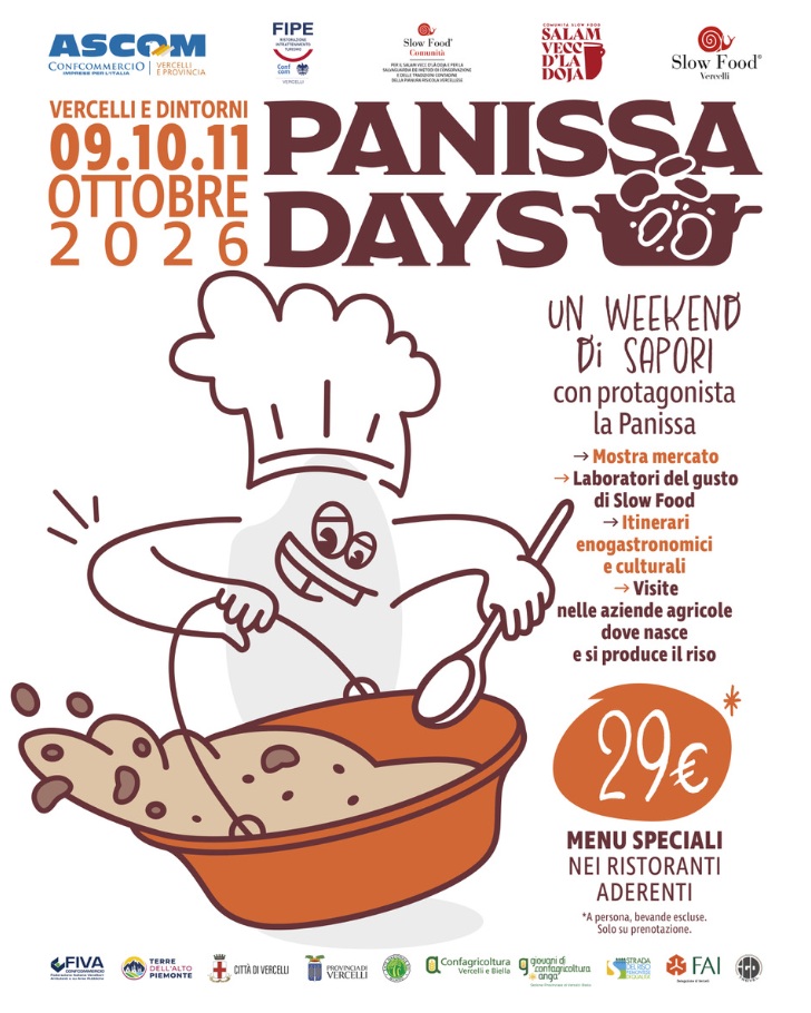 @panissa_days 💥 AL VIA OGGI L'EDIZIONE 2026 DEI PANISSA DAYS 💥

💻 https://tinyurl.com/PanissaDays2026
👆 Cliccando sul link troverete i MENU' proposti ed i RISTORANTI aderenti all'iniziativa!

🏁 SI PARTE!!! BUON PANISSA DAYS A TUTTI! 🏁
🤩 In bocca al lupo e buon lavoro a tutti i ristoratori e ristoranti aderenti!!
🎉 E a chi parteciperà come commensale...gustatevi LA PANISSA, nostra regina della cucina vercellese e tutte le prelibatezze proposte nei diversi menù!

#panissadays2026 #ascom_confcommercio_vercelli #vercelli #panissa